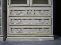 PAIR Baker / Milling Road Provincial Cabinets; Antiqued Finish & Grillwork Doors