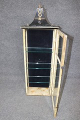 Antique Directoire Style Paint decorated Wall Vitrine Display Cabinet