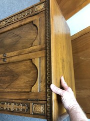 vintage Worm Wood Top Cabinet with 2 Doors & Fancy Work Front – 31″ tall