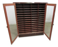 Vintage Wood & Metal Cabinets with Chicken Wire Glass Doors