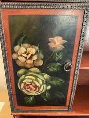 Antique Lovely French Style Petite Cabinet Armoire Hand Painted Floral