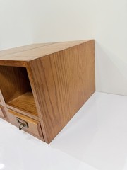 2 VTG 1 DRAWER WOODEN LIBRARY CARD CATALOG BOX INDEX FILE 15” x 8” x 10”