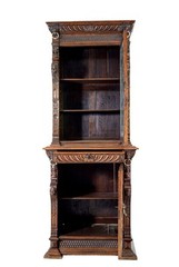 19TH CENTURY FLEMISH OAK AND STAIN GLASS CABINET
