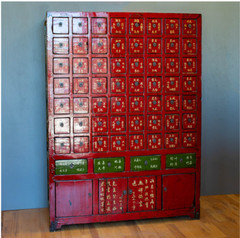 Antique Chinese Wooden 60 Drawer Apothecary Cabinet