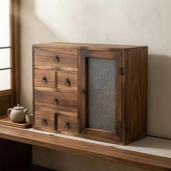 Wood Storage Cabinet Vintage Finish Drawer Cabinet Hand-Finished for Office