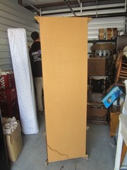 RETRO 70’S STYLE CURIO CABINET, CARVED WOOD, MIRRORED BACK