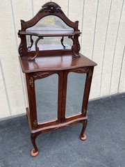 64992 Antique Victorian Mahogany Mirrored Storage Cabinet