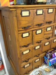 postmasters antique wooden address card filing box
