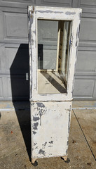 ANTIQUE METAL CABINET INDUSTRIAL MEDICAL APOTHECARY GLASS DOORS COLLECTIBLE MEMO