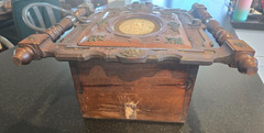 Antique Walnut Black Forest Carved Wall Cabinet