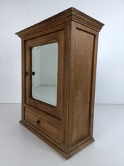 Medicine Cabinet Apothecary Bathroom Shaving Antique Carved Wood Beveled Glass