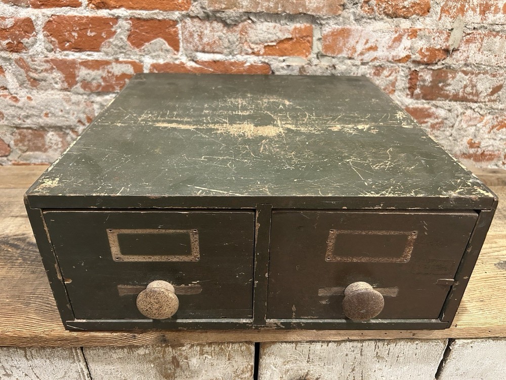 Antique 2 Drawer Globe Wernicke Card Index Cabinet Catalog File Wood W-15-246