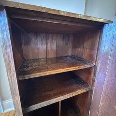 French Philippe 19th C. Burl Walnut Marquetry Cabinet w/ Key Antique