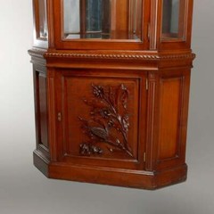 Antique Cherry Faceted & Mirrored Corner Cabinet c1890