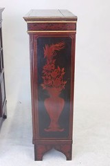 19th Century Gorgeous Pair Dutch Colonial Oxblood Floral Motif Cabinets-Proven.
