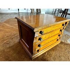 RARE Vintage J. & P. Coats Oak Spool Cabinet Brass Knobs Excellent Condition
