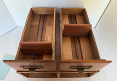 Card Catalog File Cabinet Library Recipe Box Antique Oak 2 Drawer – Brass Pulls