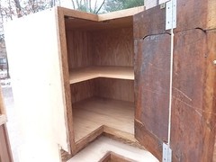 PRETTY custom made OAK kitchen corner CABINET salvaged quartersawn OAK board 34″