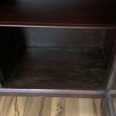 VTG 1950 Mid-Century Hand Made Walnut Wood & Glass Door 49″H Cabinet – 6 Shelf