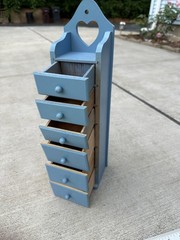Antique FRENCH COVENTRY Provincial BLUE What Not Shelf Drawer Cabinet Cupboard