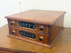 Antique goff ‘ s Braid spool cabinet Victorian walnut country store 2 drawer