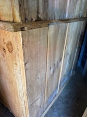 Farmhouse Irish Pine Hutch Cupboard 2 Pieces, Top 2 Doors 6-Glass Window Panes,
