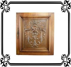 French Antique Hand Carved Wood Cupboard Chimera Head and Mascaron 19th