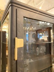 Antique 1920s Beveled Glass Double Door Iron Medical Cabinet