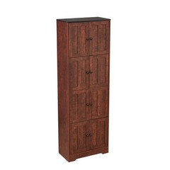 Tall Storage Cabinet with 8 Doors and 4 Shelves, Wall Storage Cabinet