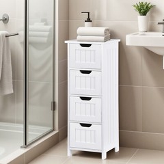 Waterproof Bathroom Cabinets White Bathroom Storage Shelf Organizer 4 Drawers
