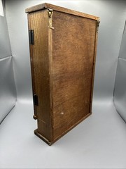 Antique Folk Art Hand Painted Wooden Wall Cabinet w Door, Shelves 12”Tx7.75”Wx2”