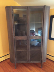 vintage industrial metal display china cabinet case bookcase curio shelf record