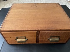 1910 Yawman Erbe 2 Drawer Industrial Card Catalog Index File Cabinet Tiger Oak