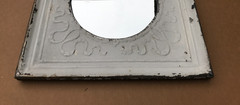 VTG Decorative Salvaged Tin Ceiling 23″ SQ. 12″ Round Mirror Metal Old 1722-25B