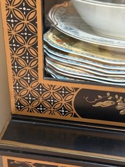 Vintage Drexel Heritage Asian Chinoiserie Black China Cabinet Curio Storage