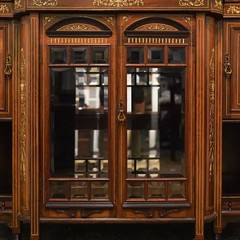 Superb English Victorian Rosewood Sideboard, Cabinet Satinwood Marquetry 1890