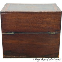 Antique Federal regency liquor box tantalus mahogany inlaid fan gilt bottles