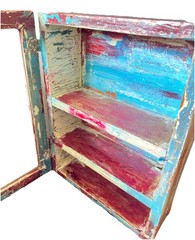 Medicine Cabinet Vintage Distressed Wood Display Rustic Art Deco Farmhouse