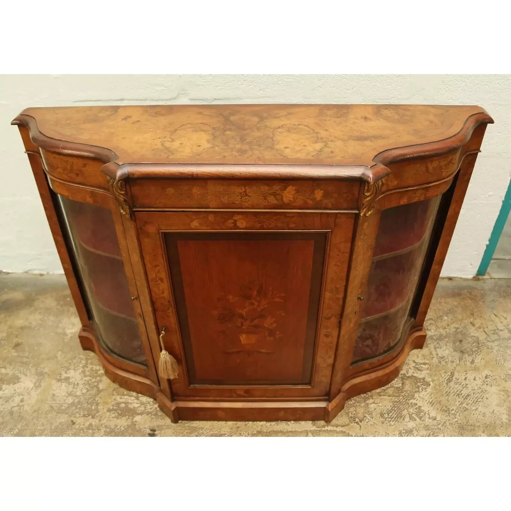 Antique Walnut English Credenzers , Cabinet Console Hall Cupboard