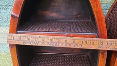 Pair Of Vintage Dark Rattan Wicker & Bamboo Shelves with Drawers