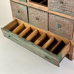 Americana Primitive Antique Apothecary Cabinet/Chest With Distressed Multi Color