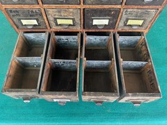 Antique Apothecary Wood Cabinet Bin Nuts, Bolts, Screws 20 Drawers 17″x12″x17″