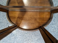 Antique English Oak Half-Round Curved Curio Display Cabinet *Missing Glass Panel