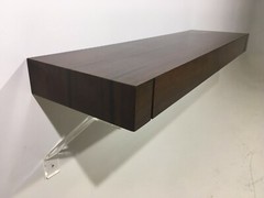Founders Modern Floating Wall Shelf Lucite Braces 60’s Mid Century Probber Era