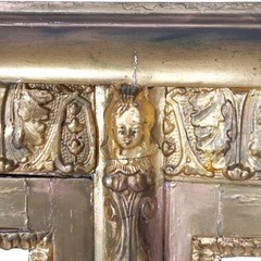 French Louis XVI Style Vernis Martin Decortated Gilt Wood & Ormolu Vitrine c1890