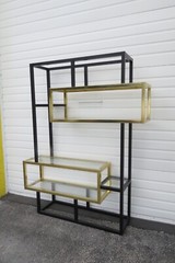 Hollywood Regency Black and Brass Finish Display Shelving Etagere 5459