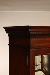 China Cabinet Display Bookcase with Carved Pediment and Silk Backing