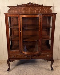 Antique Oak Rectangular Small Curio Cabinet