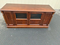 67472 Elegant Cherry Wood Television Cabinet with Glass Doors