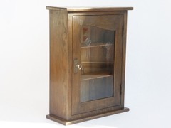 Antique Oak Cabinet with Beveled Glass Door Art Deco Apothecary Cut Floral Glass